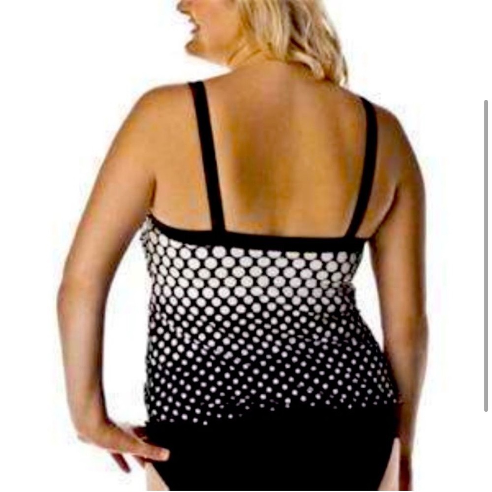 Black and White Polka Dot Tankini Set Maxine of Hollywood Plus Size - Picture 10 of 15